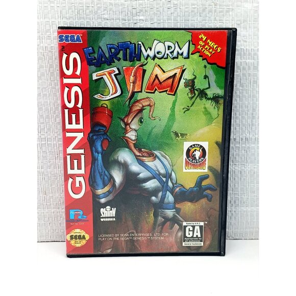 Sega Genesis Earthworm Jim, hard case, no registration card. Tested. Works. - Picture 1 of 9